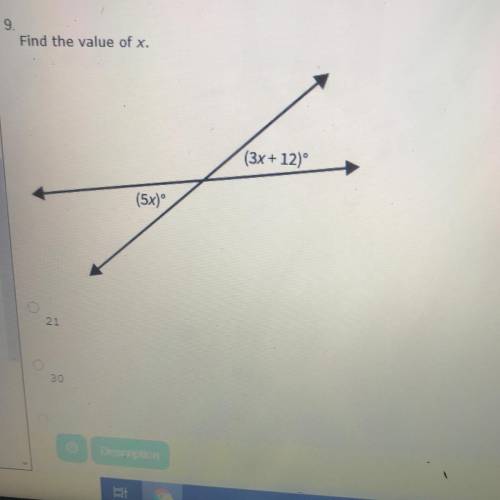 Find the value of x.
(3x + 12°
(5x)