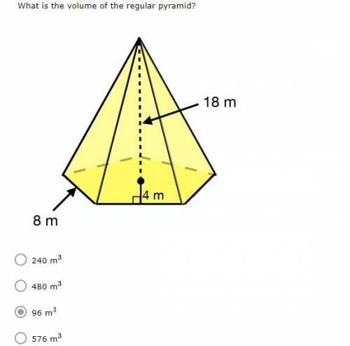 Need help finding the volume of this I got it wrong , 96m^3 is not the answer.