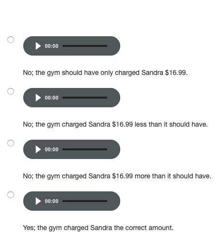 Sandra signed up for the gym during the spring special. Her credit card was charged $220.87. Is thi