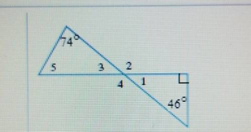 Find the measures of angles 1 through 5 in the figure shown. Its 4 PARTS