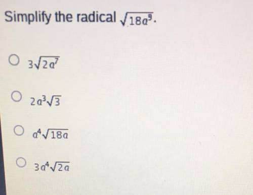 Simplify the radical

Also I have no idea how to do this like it was so confusing... so if someone