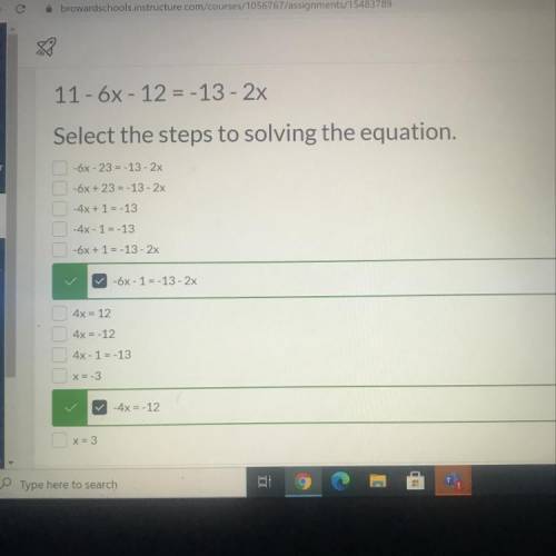 Select the steps for solving the equation need one more already have two