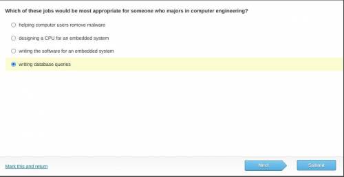 Which of these jobs would be most appropriate for someone who majors in computer engineering? Need