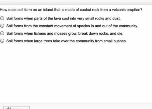 How does soil form on an island that is made of cooled rock from a volcanic eruption?