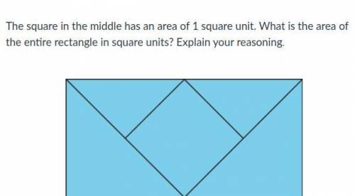 HELP The square in the middle has an area of 1 square unit. What is the area of the entire r