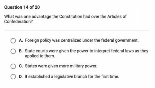 WHat was one advantage the constitution had over the articles of confederation?