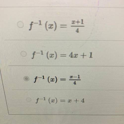 Find the inverse of the function f(x) = 4x-1
