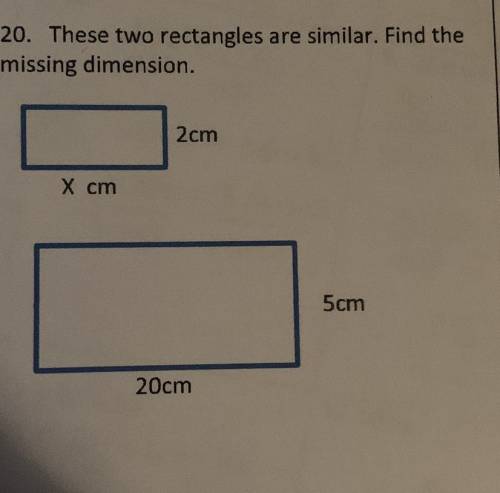 These two rectangles are similar. Find the missing dimension. (I need an answer ASAP, I also need a