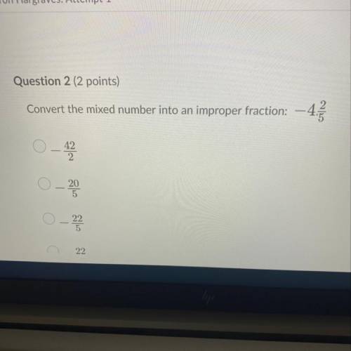 Convert the mixed number into an improper fraction: -4 2/5