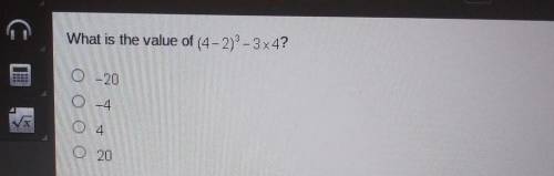 What is the value of (4-2)^3 - 3 X 4?