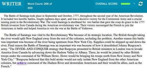 I need a conclusion for The Battle of Saratoga. I will show my essay

Conclusion (three to four se
