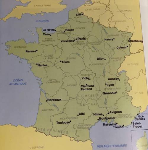 SOMEONE PLEASE HELP ME ITS DUE IN ONE HOUR!!

Name the countries which border France. 
Through whi