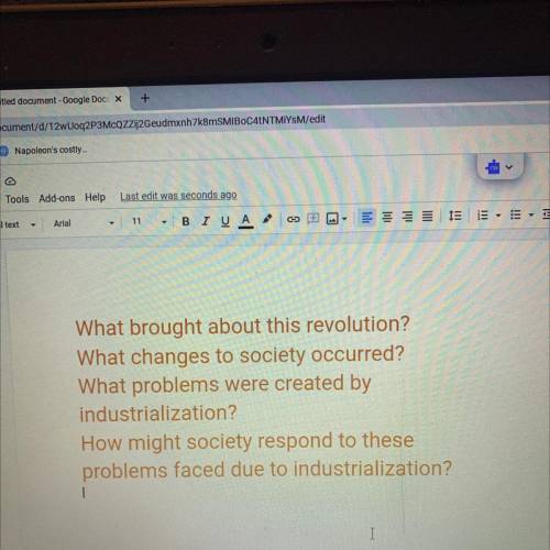 What started the industrial revolution? 
Guide line questions