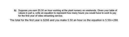 c) Solve the equation you wrote in part b to find how many hours you would have to work to pay for