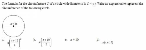 Write an expression to represent the circumference of the following circle.