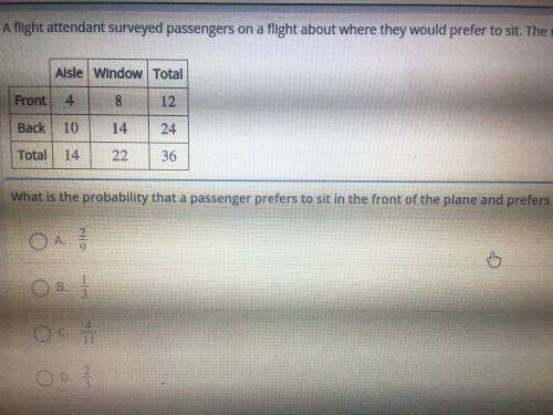 What is the probability that a passenger prefers to sit in front of the plane and prefers a window