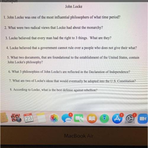 CAN SOMEONE PLS HELP ME ON THESE QUESTIONS ABOUT JOHN LOCKE