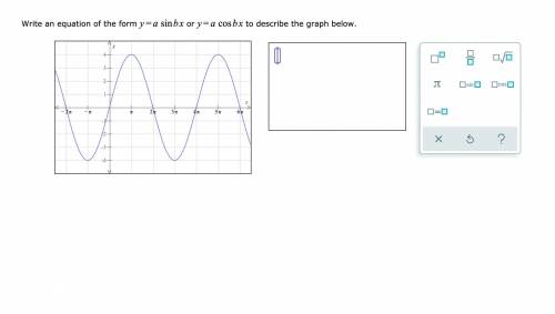 Write an equation of the form y = a sin b x or y = a cos bx to describe the graph below.