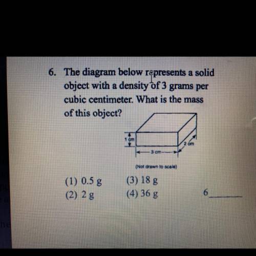 6. The diagram below rppresents a solid

object with a density of 3 grams per
cubic centimeter. Wh