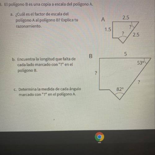 Cuál es el factor de escala del polígono A al polígono B???