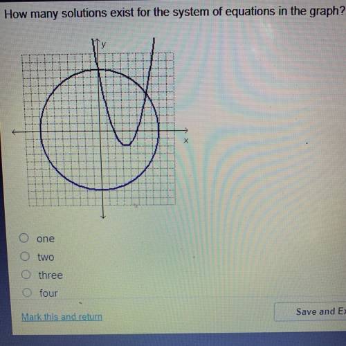 How many solutions exist for the system of equations in the graph?

One 
Two 
Three 
Four