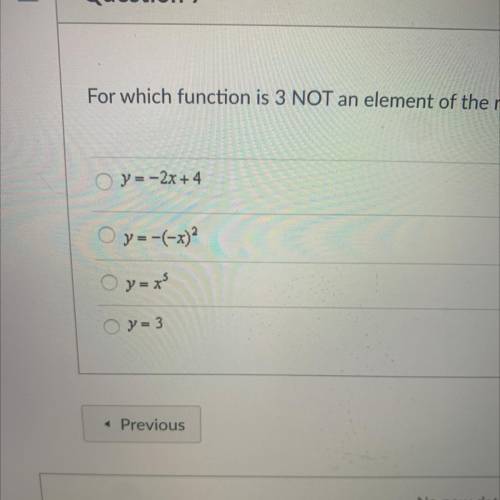 For which function is 3 NOT an element of the range?