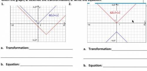 Describe the transformation and write the equation
Please help