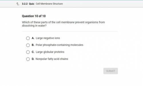 Which of these parts of the cell membrane prevent organisms from dissolving water