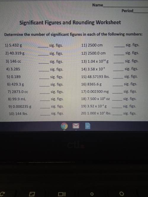 Determine the number of significant figures in each of the following numbers
