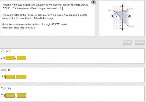 Please help  Triangle RST was dilated with the origin as the center of dilation to create tr