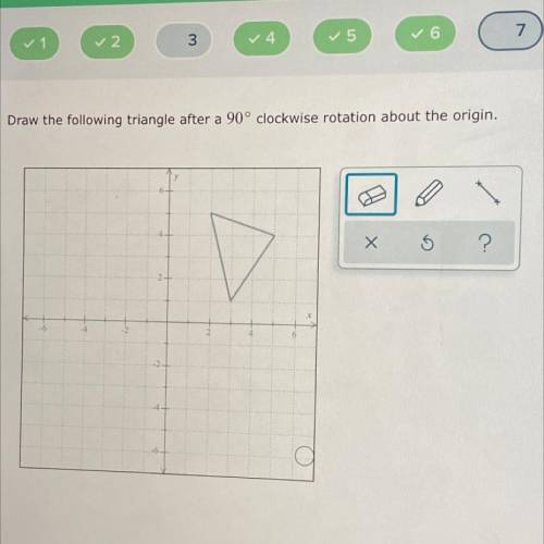 Draw the following triangle after a 90 degree clockwise rotation.