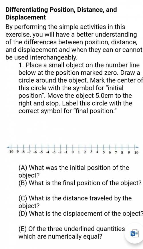 Place a small object on the number line below at the position marked zero. Draw a circle around the