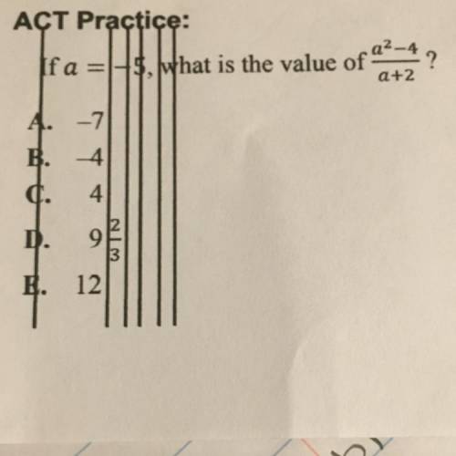 If a= -5, what is the value of a^2-4/a+2