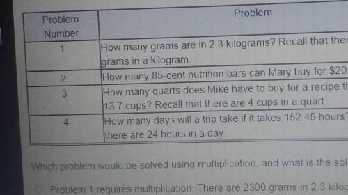 Problem Problem Number 1 2 3 How many grams are in 2.3 kilograms? Recall that there are 1000 grams