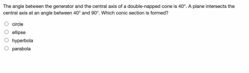 The angle between the generator and the central axis of a double-napped cone is 40°. A plane inters