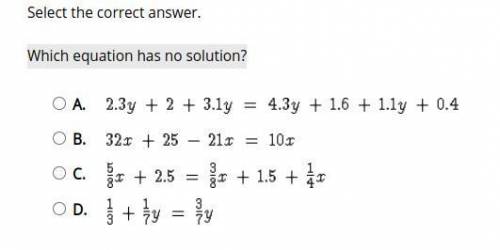 Which equation has no solution? Help Now Plz!!