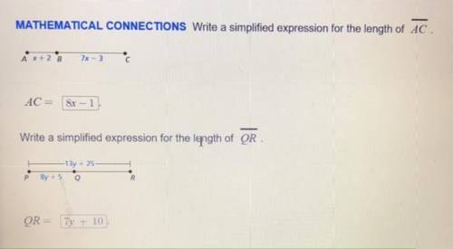 I’m not sure if my answers are right but you’re supposed to find the length of AC and QR (simplifie