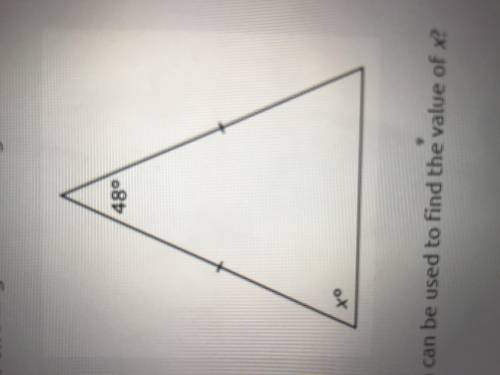 The measures of two angles in a triangle are shown in the diagram.

Which equation can be used to