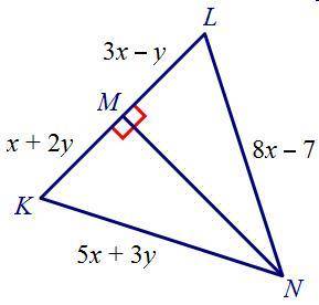 Find the length of each hypotenuse such that angle KMN is congruent to LMN.

a. 14/3
b. 76/3
c. 49