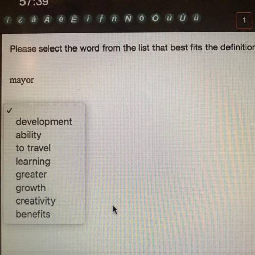 HURRRRYYY TIMMEEEDD Please select the word from the list that best fits the definition

mayor
deve