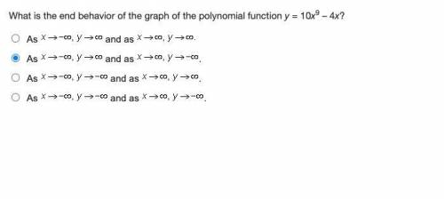 What is the end behavior of the graph of the polynomial function y = 10x9 – 4x?