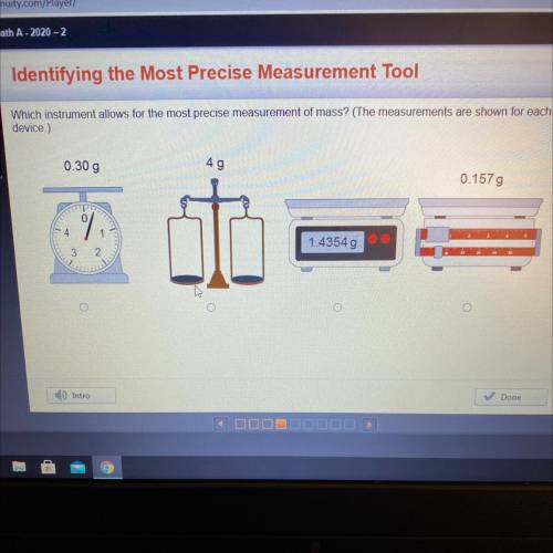 Which instrument allows for the most precise measurement of mass? (The measurements are shown for e