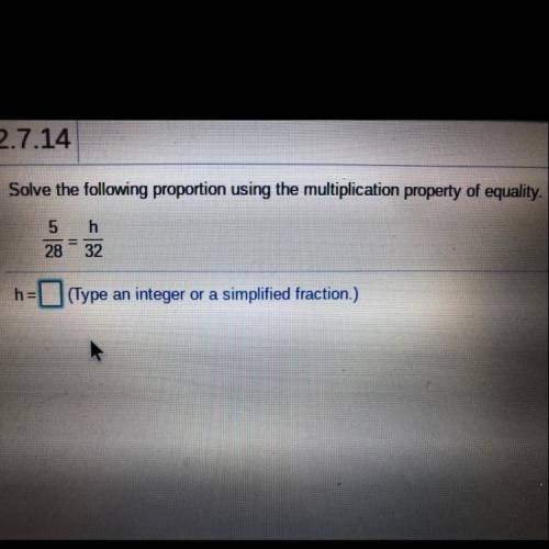 Solve the following proportion using the multiplication property of equality