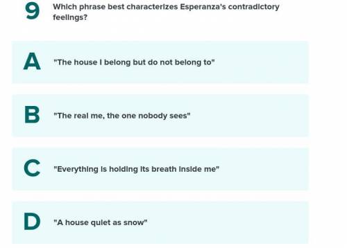 Which phrase best characterizes Esperanza's contradictory feelings?
(The house on mango street)