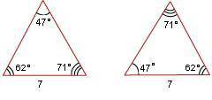 The triangles shown below must be congruent. 
True or false