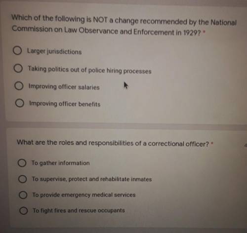 1. Which of the following is NOT a change recommended by the National Commission on Law Observance