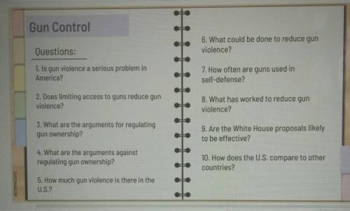 I need help with my English work

THE TITLE IS GUN CONTROLTHE QUESTIONS:1.) is gun violence a seri