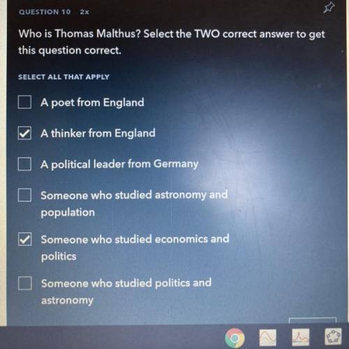 Who is Thomas Malthus? Select the TWO correct answer to get

this question correct.
SELECT ALL THA