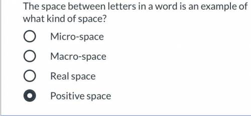The space between letters in a word is an example of what kind of space?
