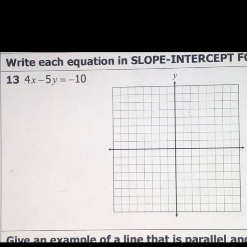 Write each equation in slope intercept form the graph